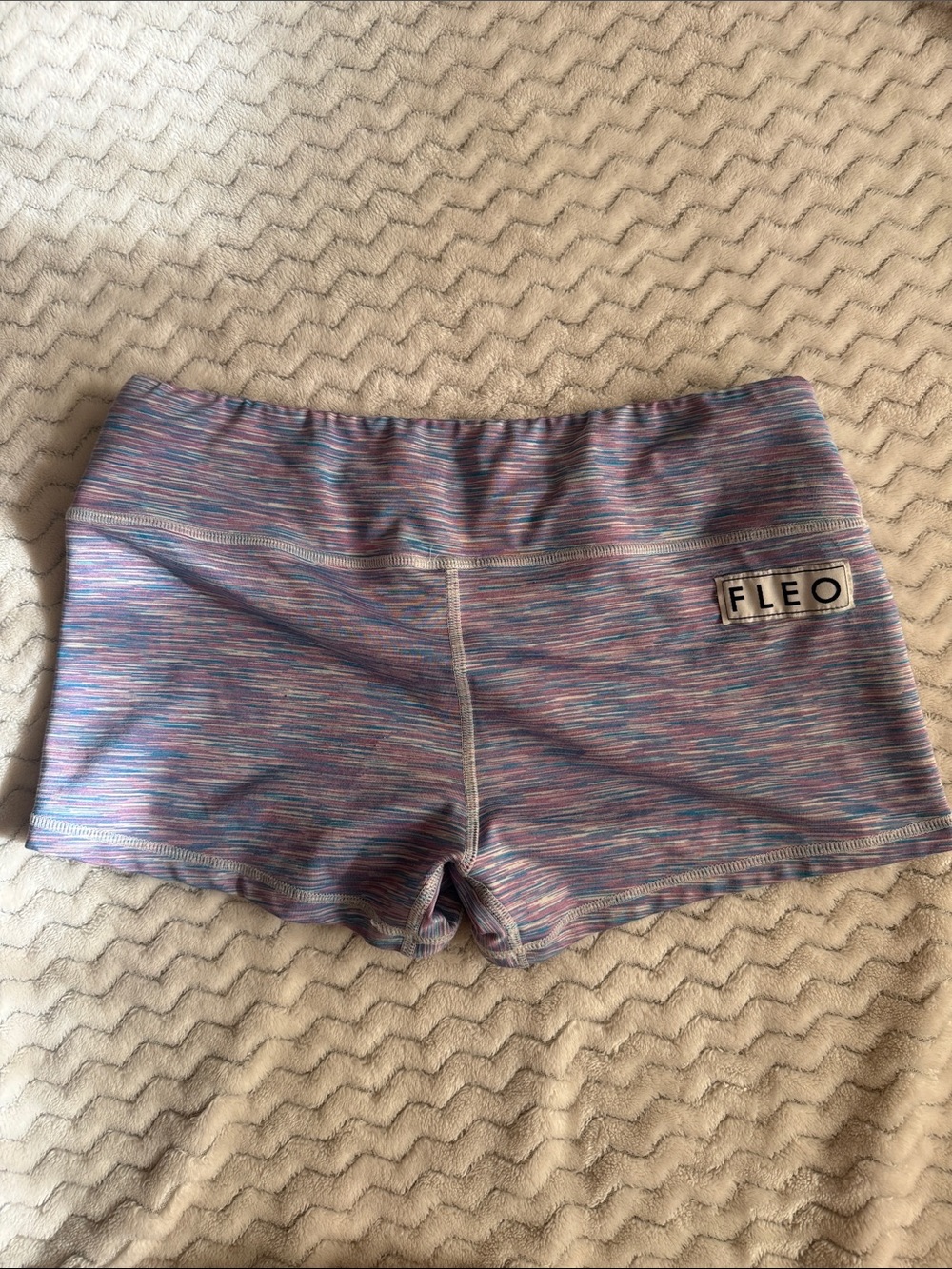 Fleo Women's Space-Dye Athletic Bike Shorts in Lavender Multi